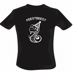 T-shirt "Feestbeest" zwart